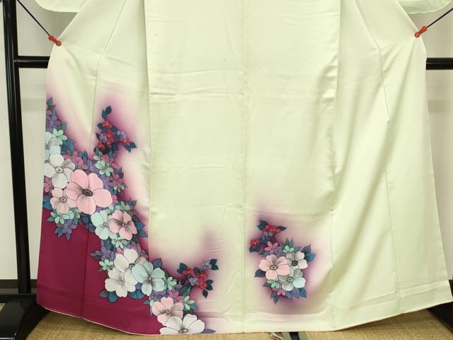 平和屋着物■訪問着　草花文　暈し染め　正絹　逸品　DABK6624ya