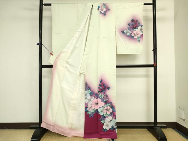 平和屋着物■訪問着　草花文　暈し染め　正絹　逸品　DABK6624ya