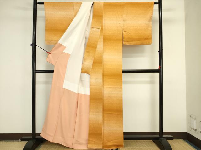 平和屋着物■上質な小紋　横段文　暈し染め　正絹　逸品　DABK6627ya