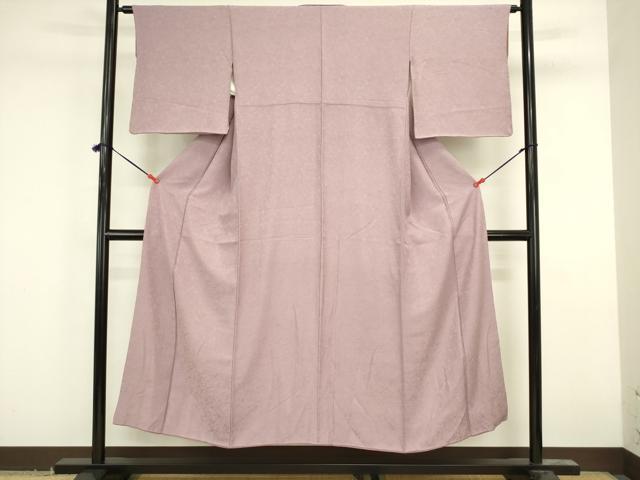 平和屋着物■上質な色無地　墨流し地紋　葡萄鼠色　正絹　逸品　DABK6629ya