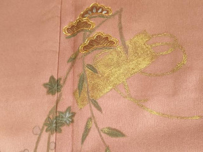 平和屋着物■訪問着　駒刺繍　草花松文　暈し染め　金彩　正絹　逸品　DABK6637ya