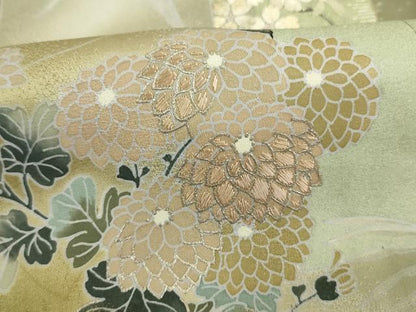 平和屋着物■訪問着　刺繍　飛鶴短冊花文　暈し染め　金銀糸　正絹　逸品　DABK6639ya