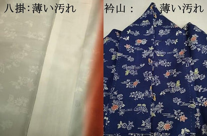 平和屋着物■上質な小紋　藍　型染め　舞蝶花文　正絹　逸品　DABK6645ya