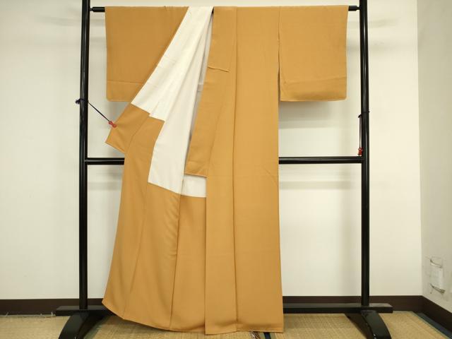 平和屋着物■上質な色無地　狐色　正絹　逸品　DABK6649ya