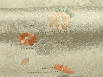 平和屋着物■豪華色留袖　刺繍　草花文　金糸　正絹　逸品　DABK6658ya