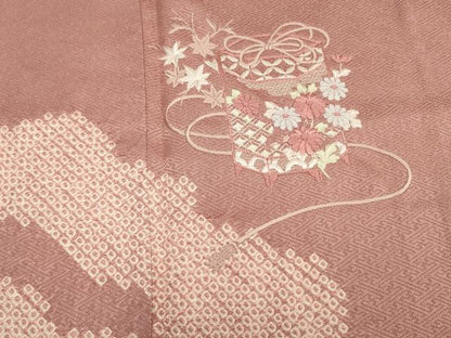 平和屋着物■訪問着　絞り　刺繍　貝桶花文　正絹　逸品　未使用　DABK6707ya