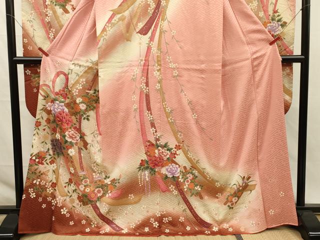 平和屋着物■豪華振袖　鬘帯花文　暈し染め　金彩　正絹　逸品　DABK6713ya