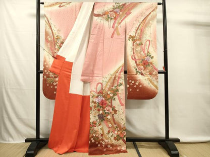 平和屋着物■豪華振袖　鬘帯花文　暈し染め　金彩　正絹　逸品　DABK6713ya