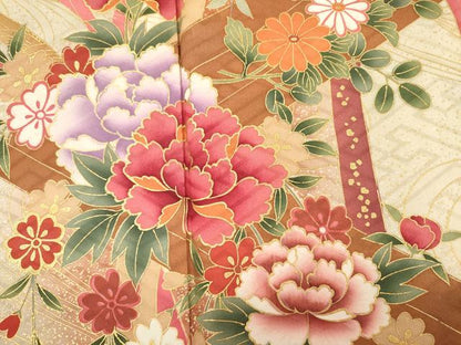 平和屋着物■豪華振袖　鬘帯花文　暈し染め　金彩　正絹　逸品　DABK6713ya