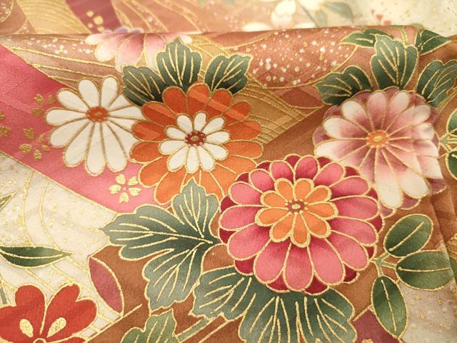 平和屋着物■豪華振袖　鬘帯花文　暈し染め　金彩　正絹　逸品　DABK6713ya