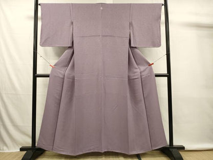 平和屋着物■上質な色無地　霞地紋　鳩羽色　正絹　逸品　DABK6714ya