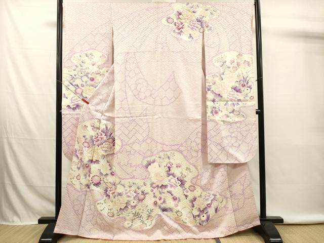 平和屋着物■豪華振袖　駒刺繍　絞り　牡丹文　正絹　逸品　DABK6715ya