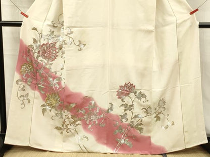 平和屋着物■訪問着　刺繍　更紗花唐草文　暈し染め　金銀彩　正絹　逸品　DABK6724ya