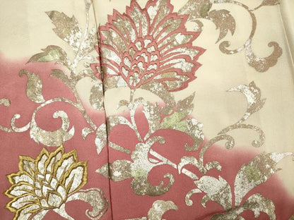 平和屋着物■訪問着　刺繍　更紗花唐草文　暈し染め　金銀彩　正絹　逸品　DABK6724ya