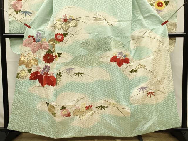 平和屋着物■豪華振袖　総刺繍　駒刺繍　菊桐文　暈し染め　金銀糸　正絹　逸品　DABK6726ya