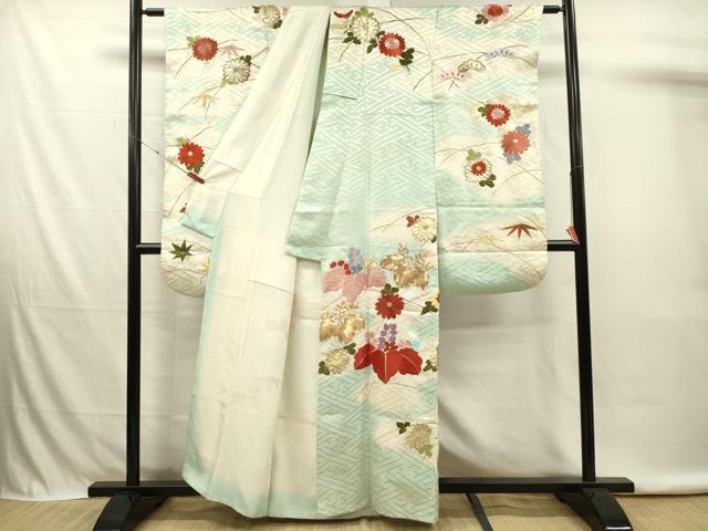 平和屋着物■豪華振袖　総刺繍　駒刺繍　菊桐文　暈し染め　金銀糸　正絹　逸品　DABK6726ya