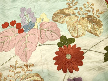 平和屋着物■豪華振袖　総刺繍　駒刺繍　菊桐文　暈し染め　金銀糸　正絹　逸品　DABK6726ya