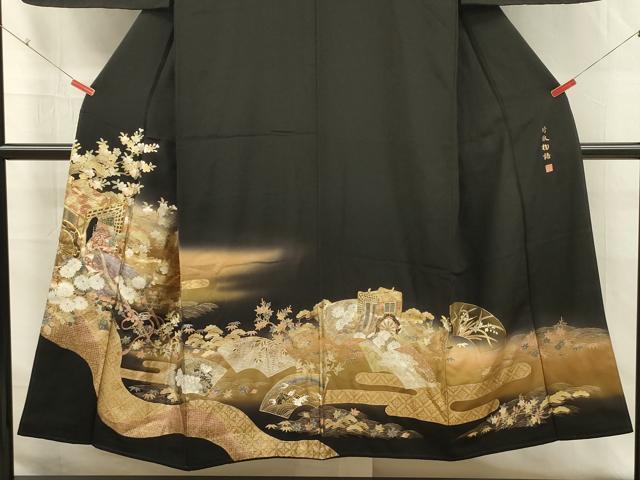 平和屋着物■豪華黒留袖　駒刺繍　竹取物語　泰常　暈し染め　金銀彩　やまと誂製　正絹　逸品　DABK6741ya