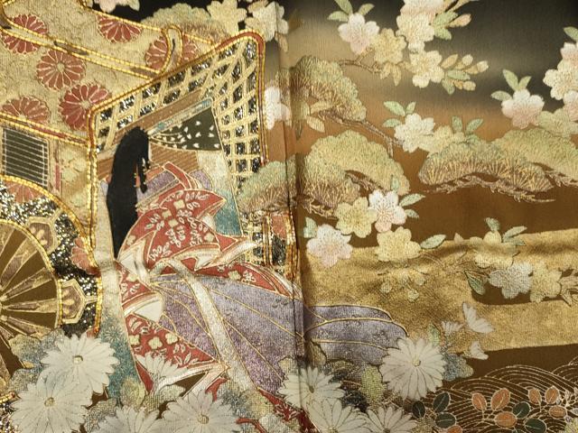 平和屋着物■豪華黒留袖　駒刺繍　竹取物語　泰常　暈し染め　金銀彩　やまと誂製　正絹　逸品　DABK6741ya