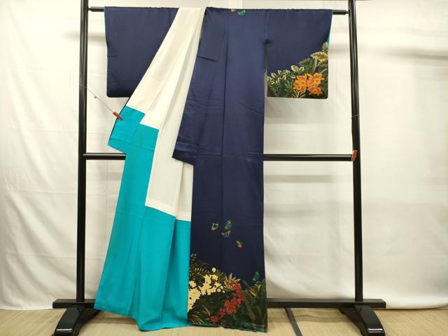 平和屋着物■訪問着　花蝶文　金彩　正絹　逸品　DABK6744ya
