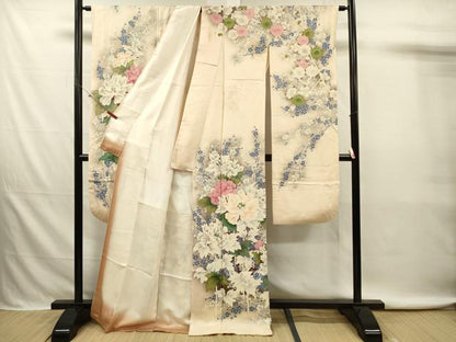 平和屋着物■豪華振袖　刺繍　草花文　牡丹　暈し染め　金銀彩　正絹　逸品　DABK6745ya