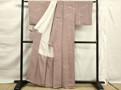 平和屋着物■上質な色無地　幾何学吉祥地紋　鴇浅葱色　正絹　逸品　DABK6755ya