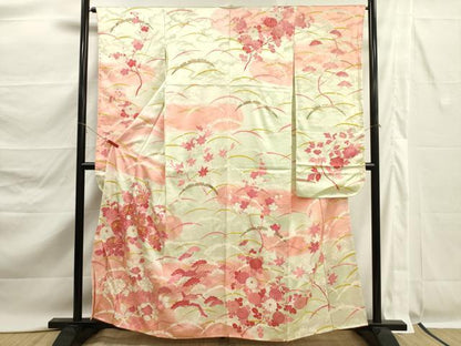 平和屋着物■豪華振袖　駒刺繍　草花文　暈し染め　金彩　正絹　逸品　DABK6777ya