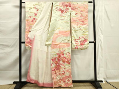 平和屋着物■豪華振袖　駒刺繍　草花文　暈し染め　金彩　正絹　逸品　DABK6777ya