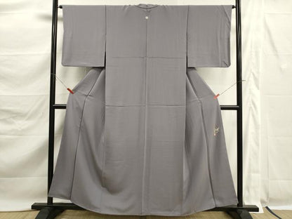 平和屋着物■上質な色無地　作家物　銀鼠色　正絹　逸品　DABK6791ya