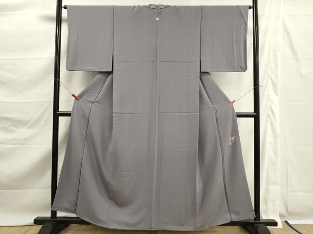 平和屋着物■上質な色無地　作家物　銀鼠色　正絹　逸品　DABK6791ya