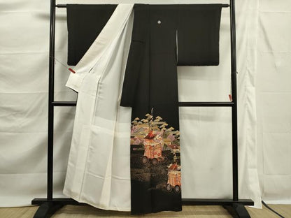 平和屋着物■豪華黒留袖　作家物　山車　風景松文　金彩　正絹　逸品　DABK6800ya