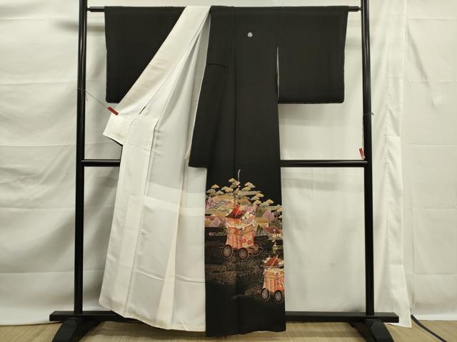 平和屋着物■豪華黒留袖　作家物　山車　風景松文　金彩　正絹　逸品　DABK6800ya