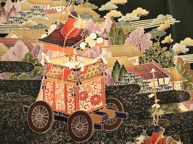 平和屋着物■豪華黒留袖　作家物　山車　風景松文　金彩　正絹　逸品　DABK6800ya