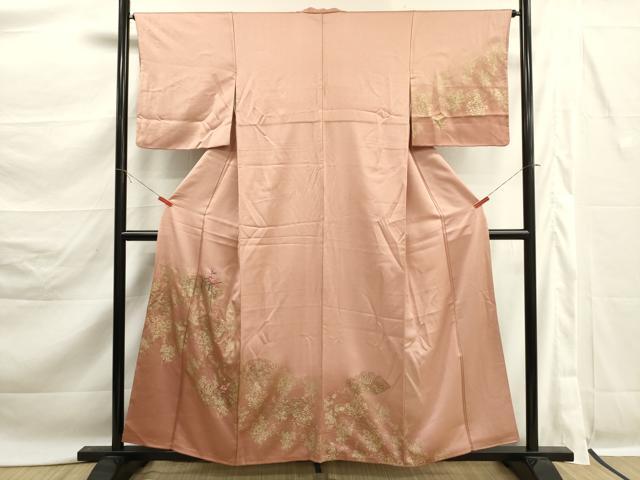 平和屋着物■上質な小紋　刺繍　地紙花文　暈し染め　金彩　正絹　逸品　DABK6813ya