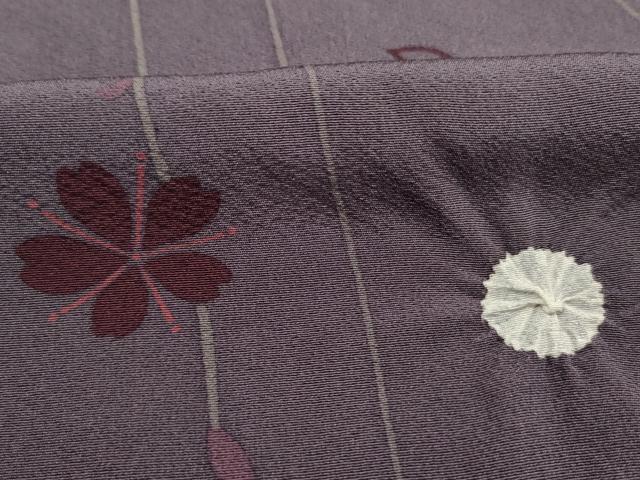 平和屋着物■上質な小紋　絞り　舞桜文　正絹　逸品　DABK6816ya