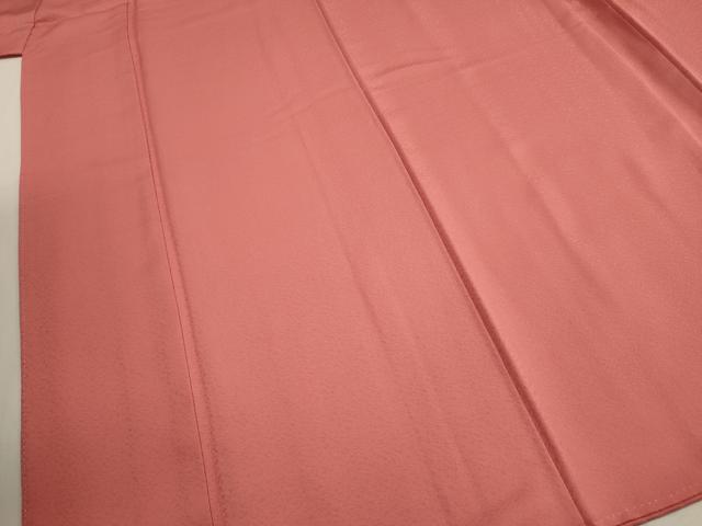 平和屋着物■上質な色無地　霞地紋　甚三紅色　正絹　逸品　DABK6818ya