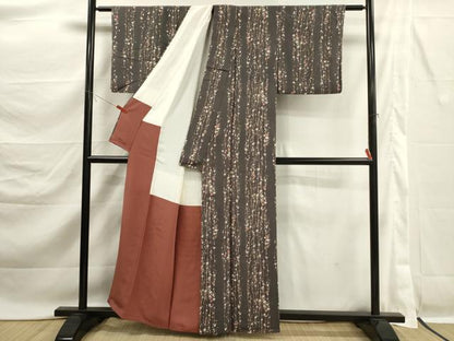 平和屋着物■上質な小紋　枝花間道　正絹　逸品　DABK6819ya