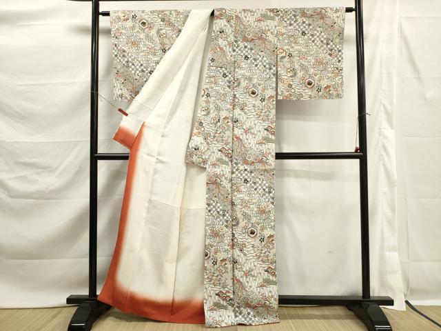 平和屋着物■上質な小紋　吉祥鳳凰花松文　金彩　正絹　逸品　DABK6822ya