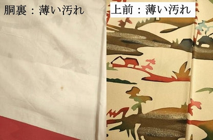 平和屋着物■上質な小紋　型染　風景文　正絹　逸品　DABK6823ya
