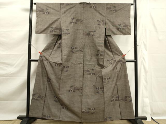 平和屋着物■本場大島紬　9マルキ　横段花文　正絹　逸品　DABK6827ya