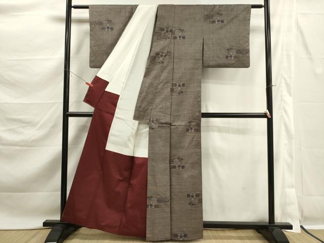 平和屋着物■本場大島紬　9マルキ　横段花文　正絹　逸品　DABK6827ya