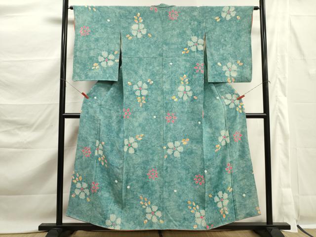 平和屋着物■上質な小紋　絞り　舞花文　暈し染め　正絹　逸品　DABK6830ya