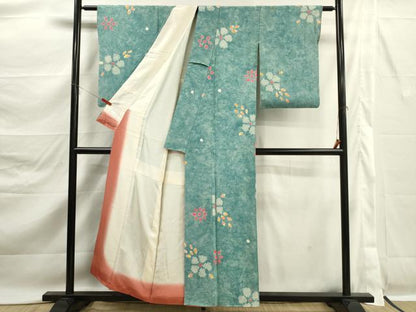 平和屋着物■上質な小紋　絞り　舞花文　暈し染め　正絹　逸品　DABK6830ya