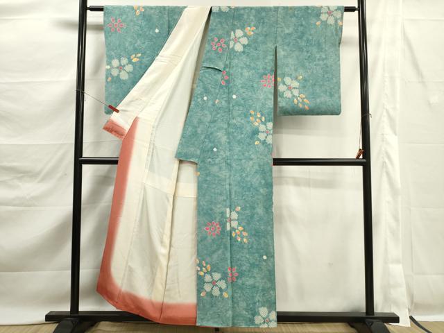 平和屋着物■上質な小紋　絞り　舞花文　暈し染め　正絹　逸品　DABK6830ya