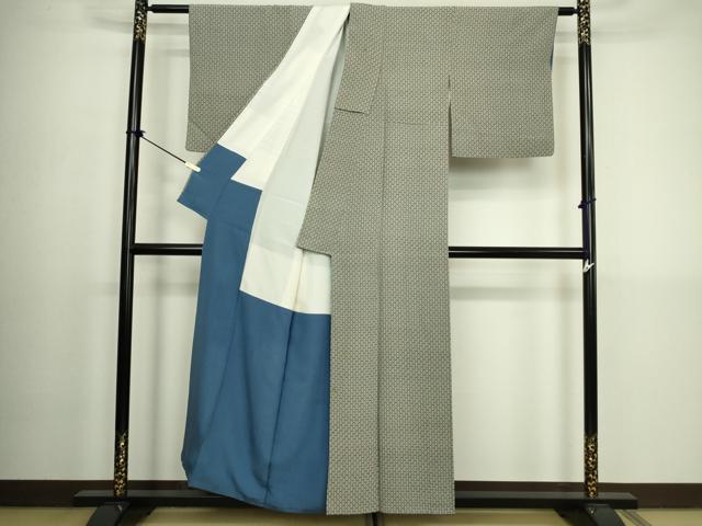 平和屋着物■上質な小紋　格子花文　正絹　逸品　DABK6836ya