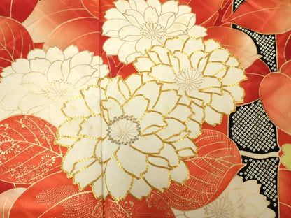 平和屋着物■豪華振袖　駒刺繍　草花文　竹　金彩　正絹　逸品　DABK6839ya