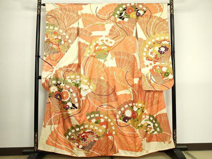 平和屋着物■豪華振袖　駒刺繍　檜扇花松文　金彩　正絹　逸品　DABK6840ya