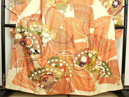 平和屋着物■豪華振袖　駒刺繍　檜扇花松文　金彩　正絹　逸品　DABK6840ya