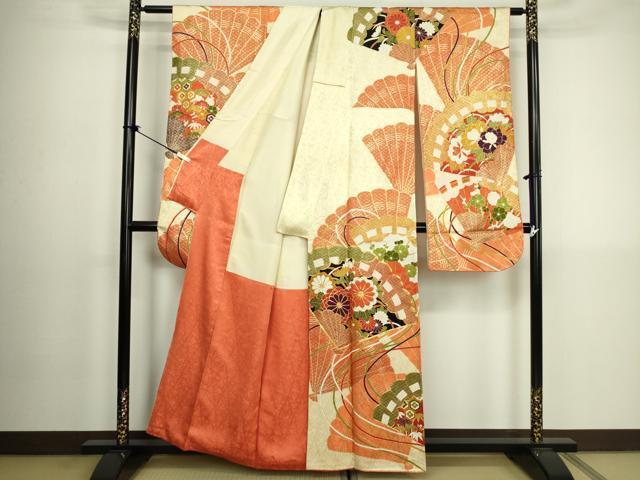 平和屋着物■豪華振袖　駒刺繍　檜扇花松文　金彩　正絹　逸品　DABK6840ya