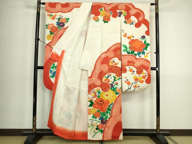 平和屋着物■豪華振袖　駒刺繍　絞り　立波草花文　金彩　正絹　逸品　DABK6846ya